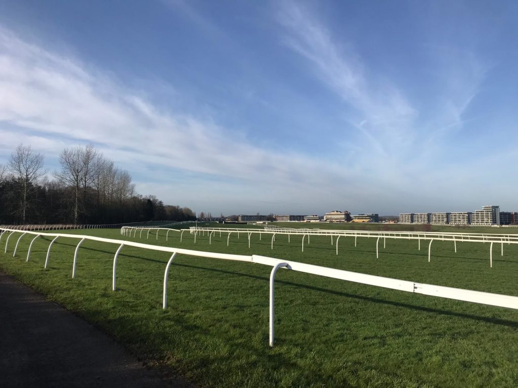 Newbury race track with blue sky